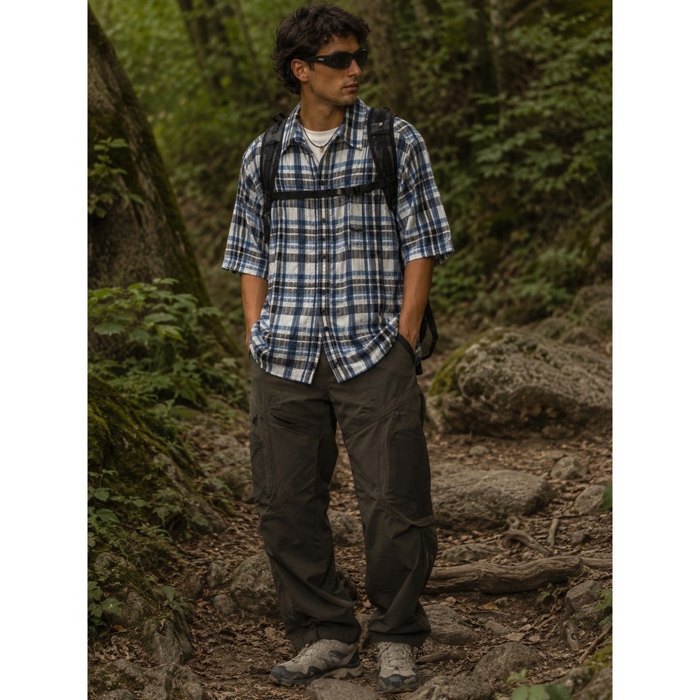 Patagonia Puckerware Men's Shirt White Black Blue Plaid Sz M Gorpcore